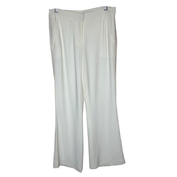 La Ligne Cadet Wide Leg Trousers Cream with Satin Piping Sides Crepe Pant size 4 - Picture 1 of 5